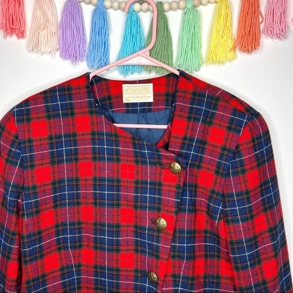Vintage 80’s Pendleton Wool Plaid Suit Coat Tartan Hunting Blazer Jacket Size 8 - Picture 5 of 13